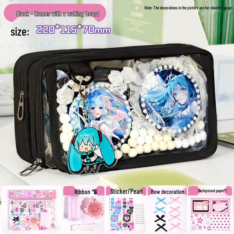 Large-Capacity Transparent Pencil Case for Girls - Souvenir Set