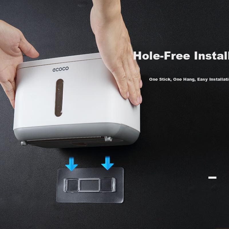 Ecoco Cocoa Bathroom Tissue Box Toilet Paper Non-perforated Bathroom Wall-mounted Box Bathroom Tissue Box E1807 Gray