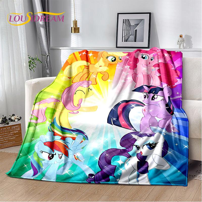 Cute 3D P-Pony Cartoon Unicorn Soft Plush Blanket,Flannel Blanket Throw Blanket for Living Room Bedroom Bed Sofa Picnic Kid Gift