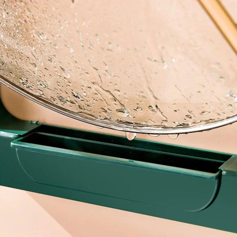 Küchenwandmontiertes Topfdeckel-Aufbewahrungsregal Doppelschicht Stanzfreier Deckelhalter Platzsparend Küchenwandregal mit Abtropfschale Werkzeug