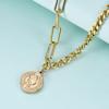 Elegant 7MM Round English Queen Coin Pendant Necklace with OT Buckle in Stainless Steel.