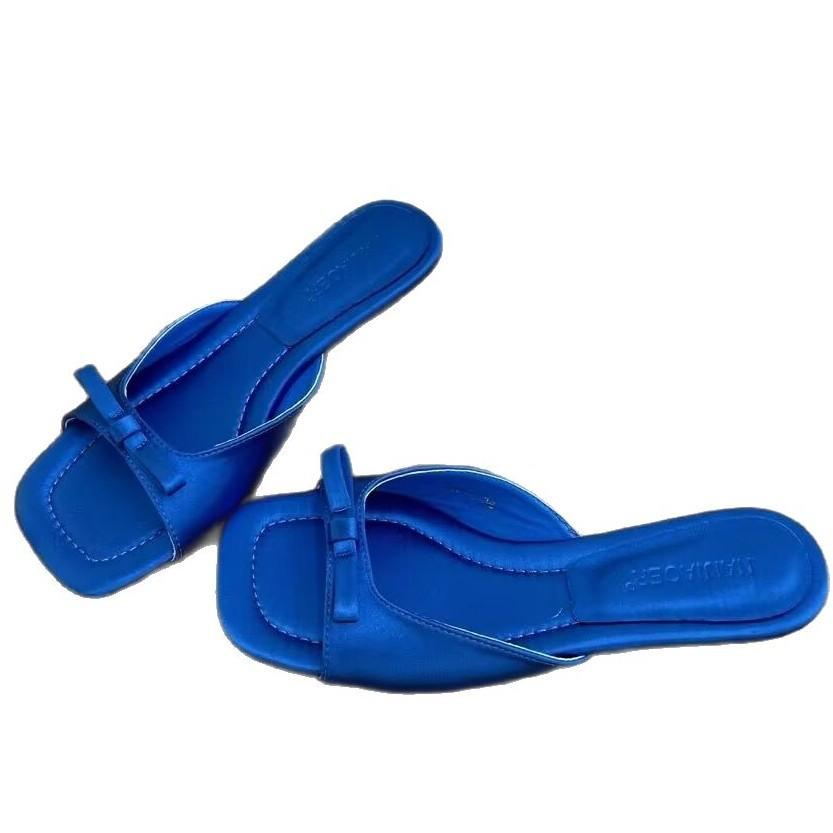 Silver Wedge Heel French Small Cool Slippers Fairy Shoes New Summer Fashion Outer Wear Low Heel Niche One Word Sandals