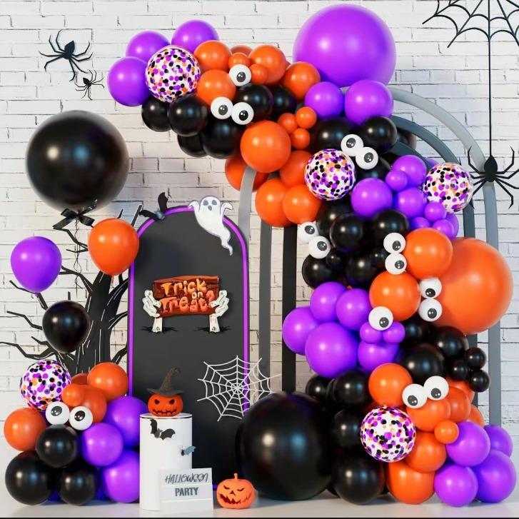 20.24 Million Halloween Balloon Chain Arch Set Halloween Blood Handprint Balloon Decoration Ghost Party Balloon Supplies