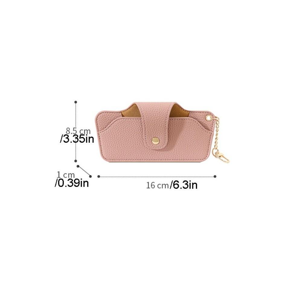 PU Leather Glasses Case with Bag Pendant Chain Reading Glasses Storage Bag Snap Button Eyewear Cover Sun Glasses Spectacle Case