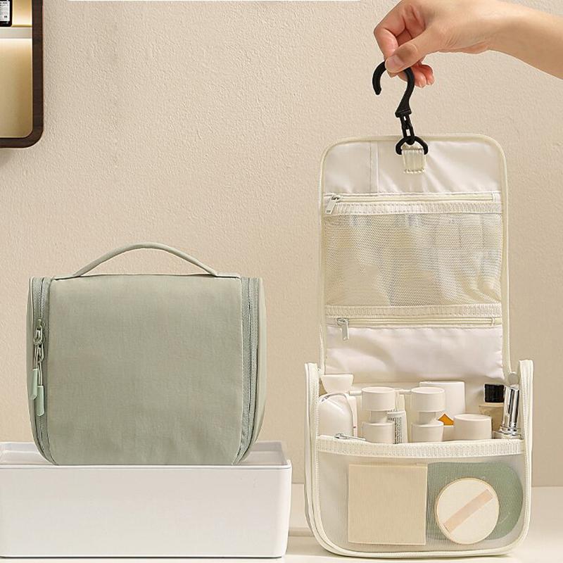 Waterproof Hanging Travel Wash Bag Portable Handheld Cosmetic Organizer With Hook Large Capacity Makeup Skincare Storage Pouch