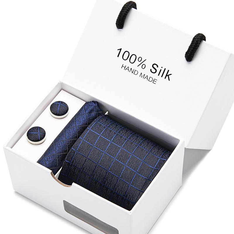 Men'S Tie Gift Box 5-Piece Set Tie Pocket Towel Scarf Cuff