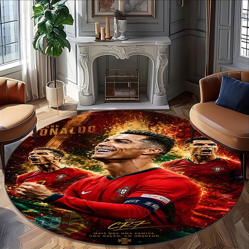 1pc Number 7 Soccer17 Carpet, Round Rug, Comfortable, Suitable for Entryways, Living Rooms, Office, And Bedrooms, Christmas Decoration
