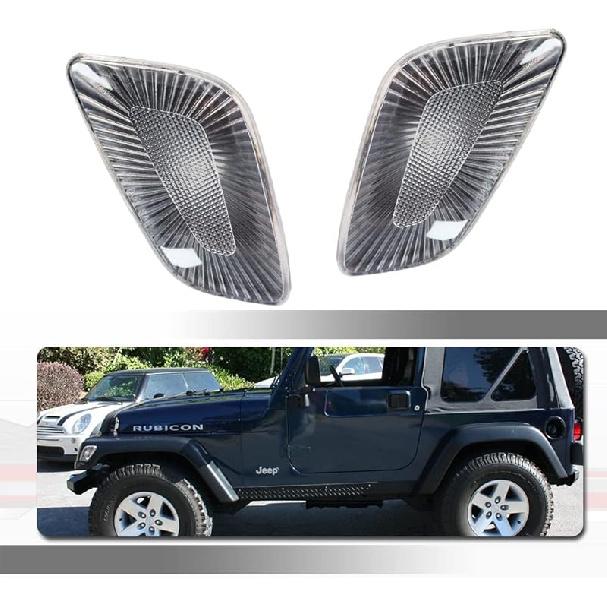 For 1997 1998 1999 2000 2001 2002 2003 2004 2005 2006 Jeep Wrangler TJ Front Corner Turn Signal Parking Lights & Daytime running lamps 2 IN 1 Smoked Clear lens housing
