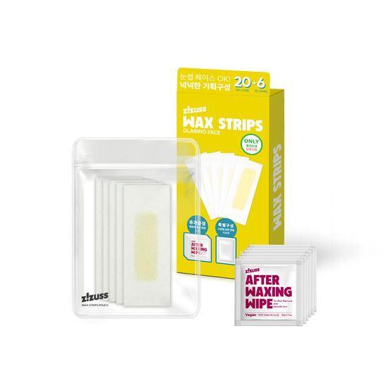 ZIZUSS Wax Strips Face 20 Sheets (+6 Finishing Wipes Free)