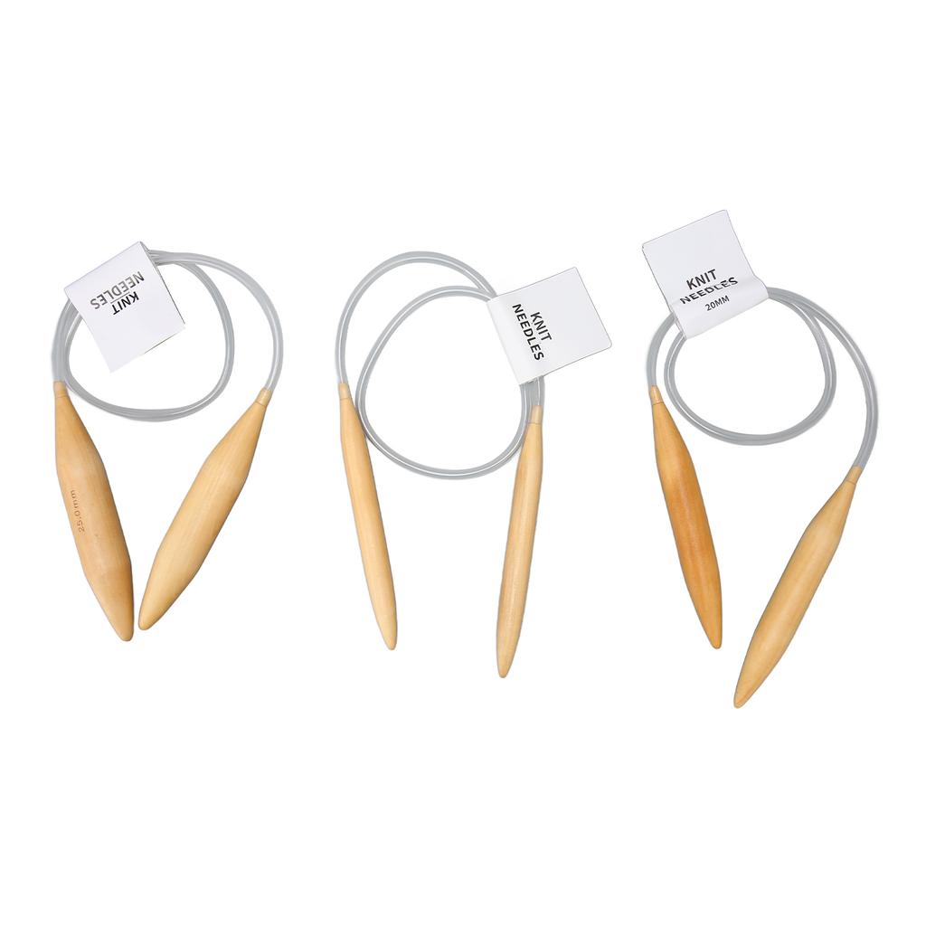 Dřevěné kruhové pletací jehlice 31,5 palce dlouhé, různé velikosti, sada silných bambusových kruhových jehlic, koberec