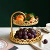 Nordische Schmiedeeisen Doppelschichtige Obstplatte Gebäckschale Organizer Süßigkeitenteller Wohnzimmer Schreibtischornamente Heimdekoration