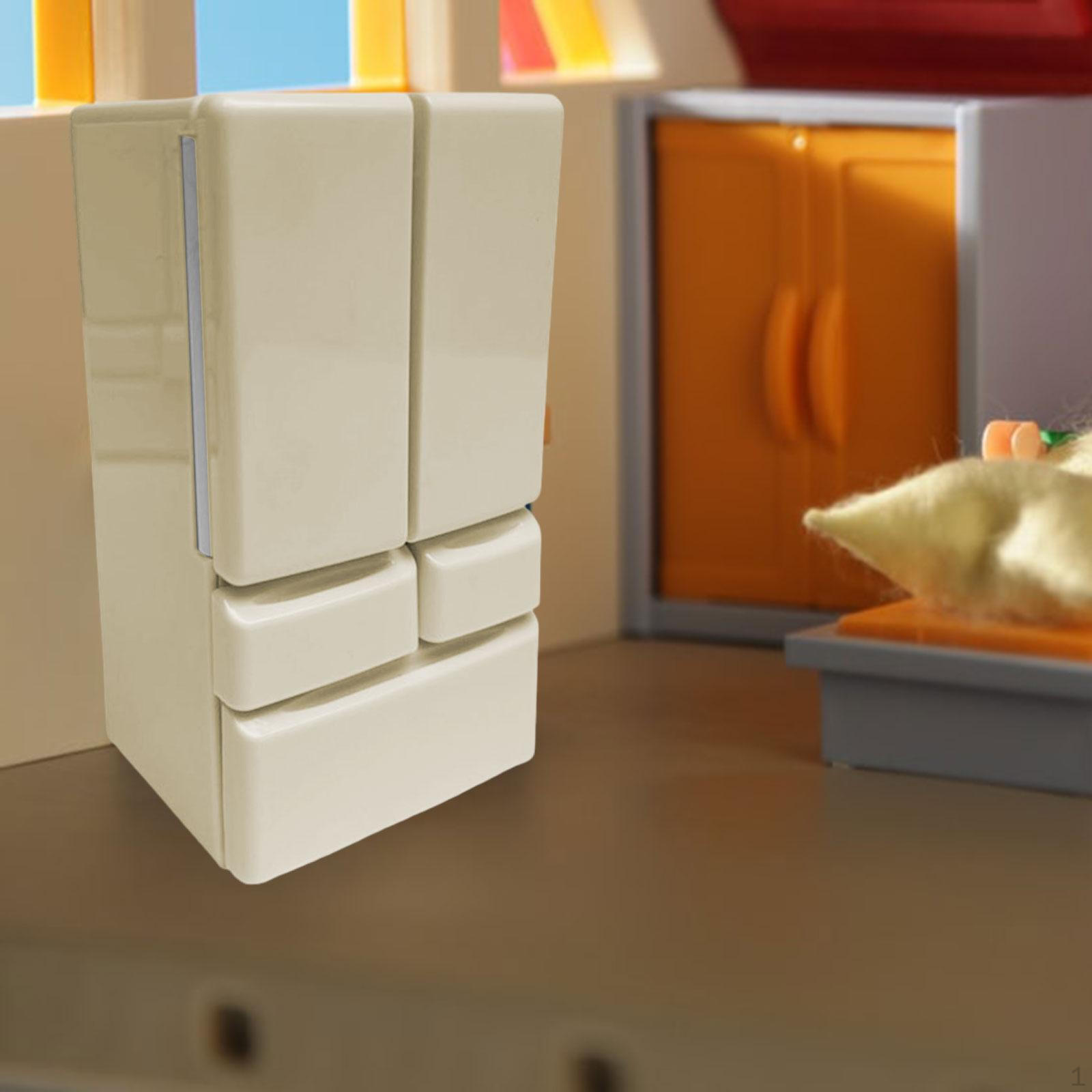 

Кукольный мини-холодильник, мебель 1/12 масштаба, двойная дверь для кухни жёлтый