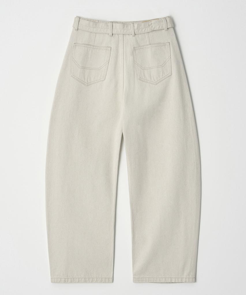 Dirty One Belted Wide Curve Denim Pants (Ivory)
