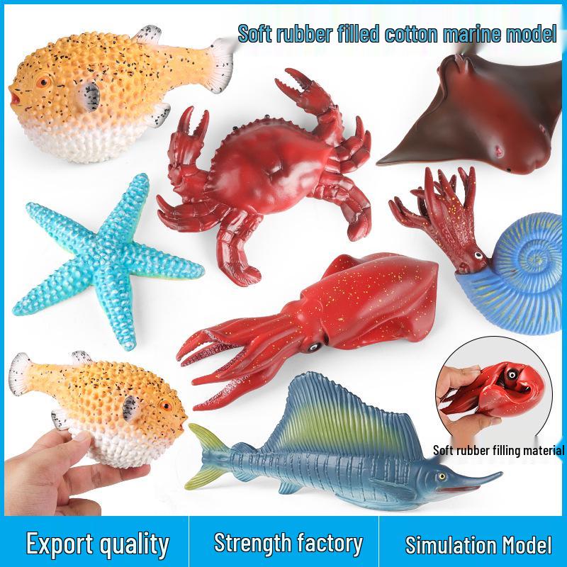 Large Yellowfin Tuna Soft Rubber Toy - Children's Ocean Animal Model for Cognitive Learning and Aquarium Decoration