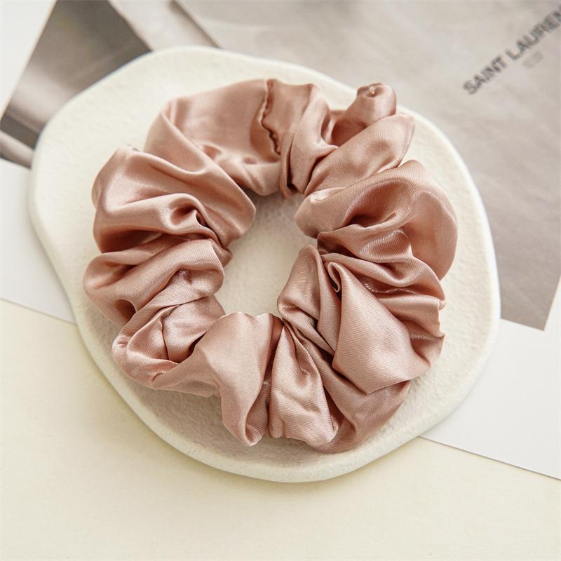 Fashion Luxury Women Silk Satin Scrunchies Solid Color Silk Elastic Hair Bands Ties Rubber Bands Sports Dancing Ponytail Holder