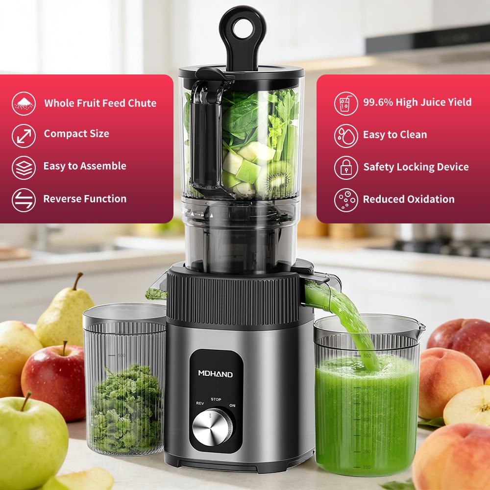 

Cold Press Juicer with 112mm Feed Chute Fit Whole Fruits Vegetables High Juice Yield Blender Ice Crusher Slow Masticating Juicer United States