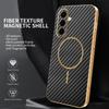 For Samsung Galaxy A57 A56 A55 A54 A53 A52 A51 Electroplated Carbon Fiber Magnetic Fingerprint-resistant Shockproof Phone Case