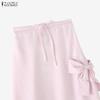 ZANZEA Women Elegant Casual Elastic Waist Solid Color Long Skirts