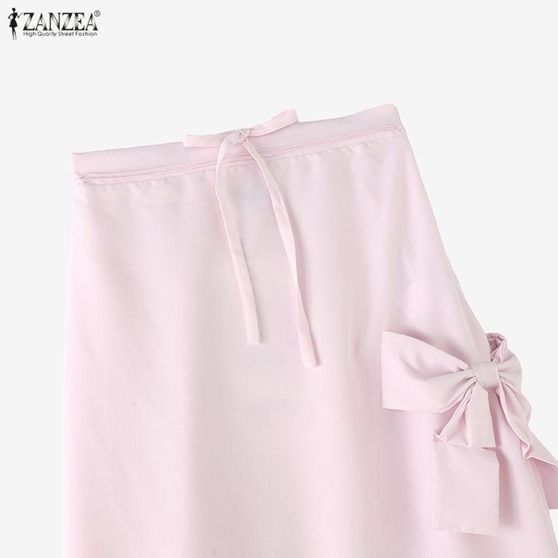 ZANZEA Women Elegant Casual Elastic Waist Solid Color Long Skirts