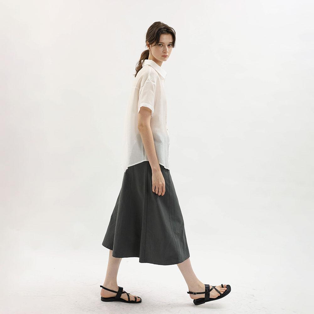 Wednesday Delight Wd_High Waist A Line Skirt_Gray