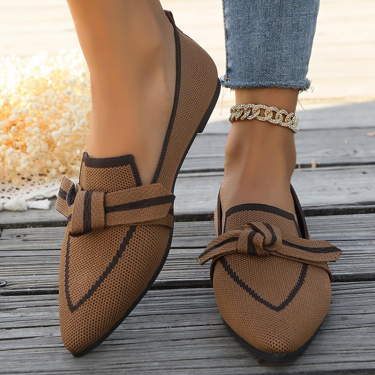 

модные женские туфли с бантом и острым носком из дышащей сетки повседневная обувь удобные женские туфли-ходунки легкие туфли на шнуровке с мягкой подошвой на плоской подошве Zapatos De Mujer 36 коричневый