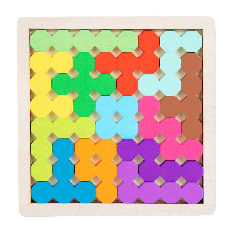 Kids' Wooden Tetris Puzzle: Creative & Educational Logic Training Toy