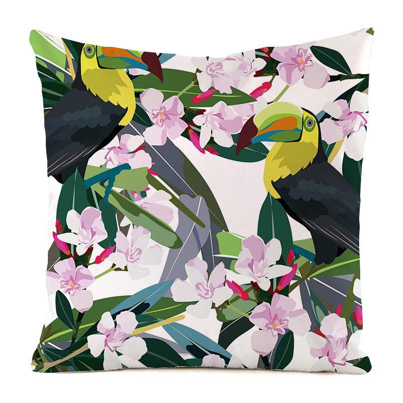 Nordic Tropical Jungle Style Digital Printing Short Plush Pillow Covers For Car Sofa Office Cushion Cover Home Goods