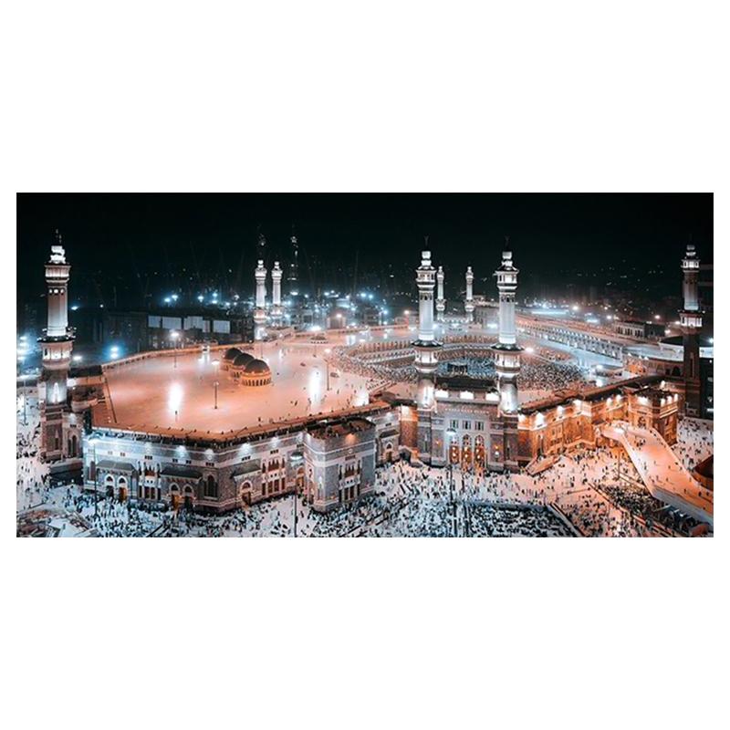 

Мечеть Мекка, ночной вид, холст, картины на стене, художественные постеры и принты, Кабе Мекке, исламское искусство, картина для декора гостиной 50x100cm