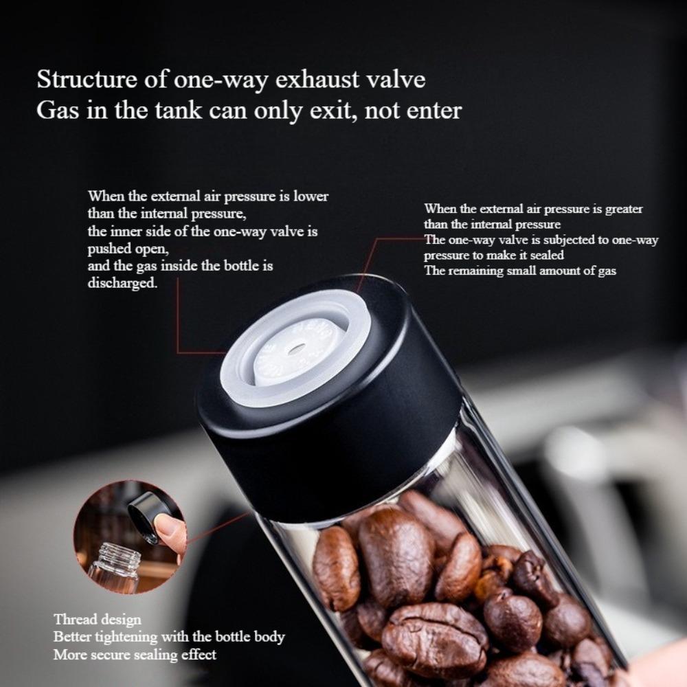 Coffee Bean Sealed Jar Display Rack Transparent Storage Tube with One-way Exhaust Valve Airtight Aroma Jar for Coffee Storage KFS-fc98