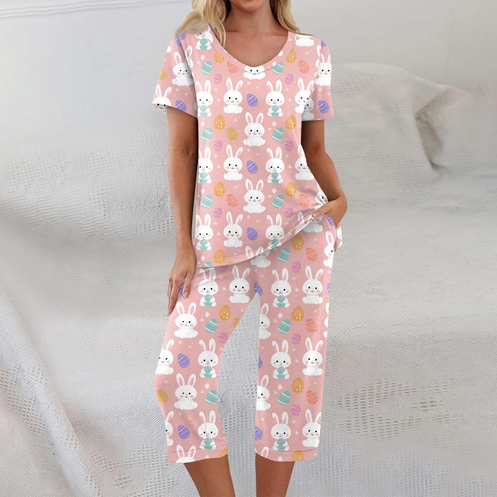 2 Piece Sets For Women Short Sleeve Top And Pants With Pockets Workout Soft  Print Sets