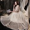 Banquet Evening Dress 1011 Summer Simple Bubble Sleeve Art Test Performance Dress Annual Meeting School Ceremony Gala Dress