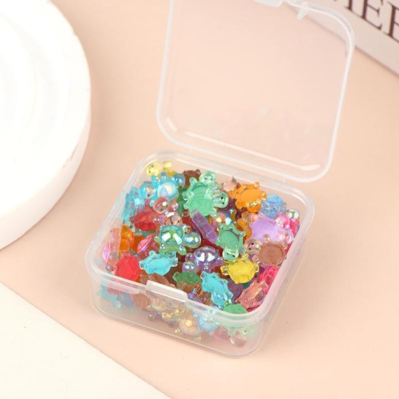 100Pcs Mini Resin Turtle Charms Rainbow Laser Tortoise Ornament Small Figurine For Diy Jewelry Making Keyring Handmade Crafts