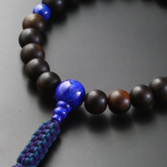 Kyoto Buddhist Altar Hayashi Prayer Beads Braided Cord Tassel Ebony Lapis Tailoring Jodo Shinshu Honganji Bag Kyoto Prayer Beads (Unground) (For Men)