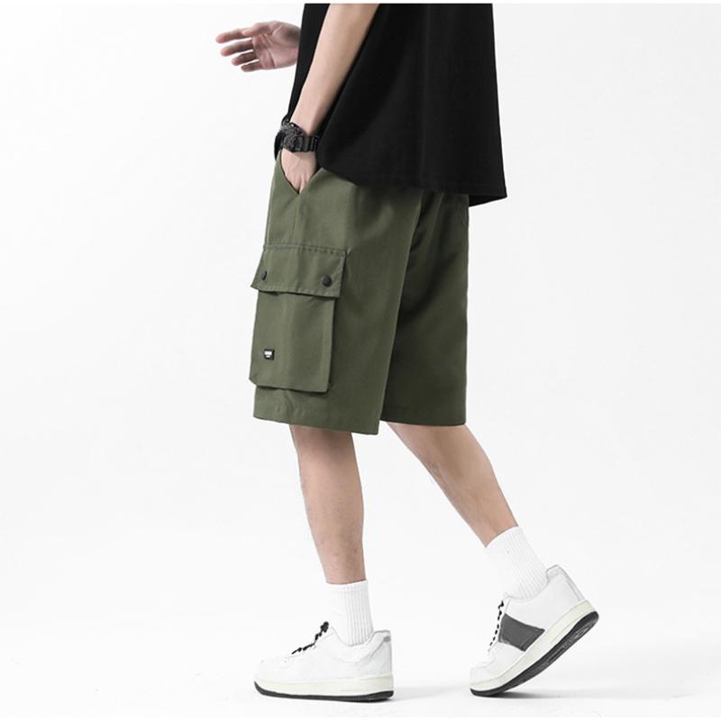 Herren Sommer Dünne Schnelltrocknende Mehrfach-Taschen Einfarbig Werkzeug-Shorts Herren Japanische Locker Übergröße Fünf-Punkt-Hose