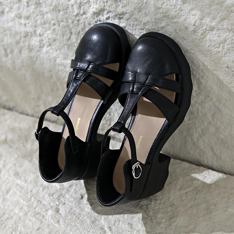 2024 New Thick Sole Sandals Women Wrap Toe Hollow Outs Roman Sandalias Women Casual Beach Shoes Summer Platform Sandals Woman