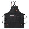 Waterproof Thickened Cotton Denim Apron - Oil and Stain Resistant, Solid Color Design for Household Kitchen Use