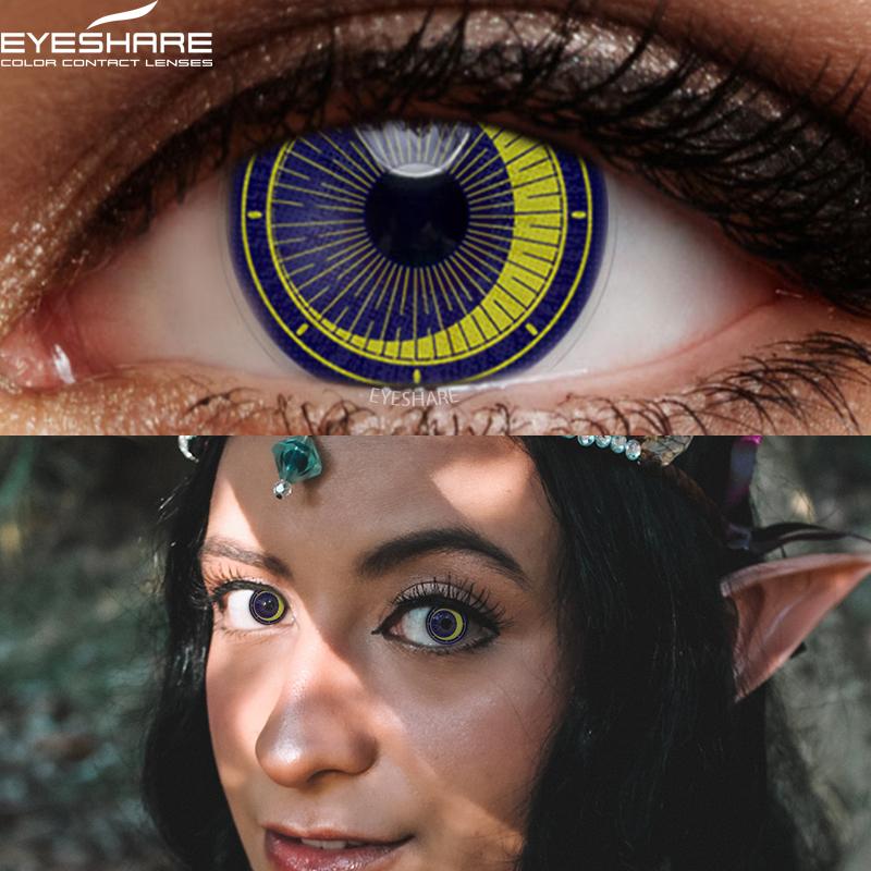 Eyeshare Fargekontaktlinser for øyne 2 stk Anime Cosplay Fargede linser Blå Lilla Halloween-linser Kontaktlinse Skjønnhetssminke