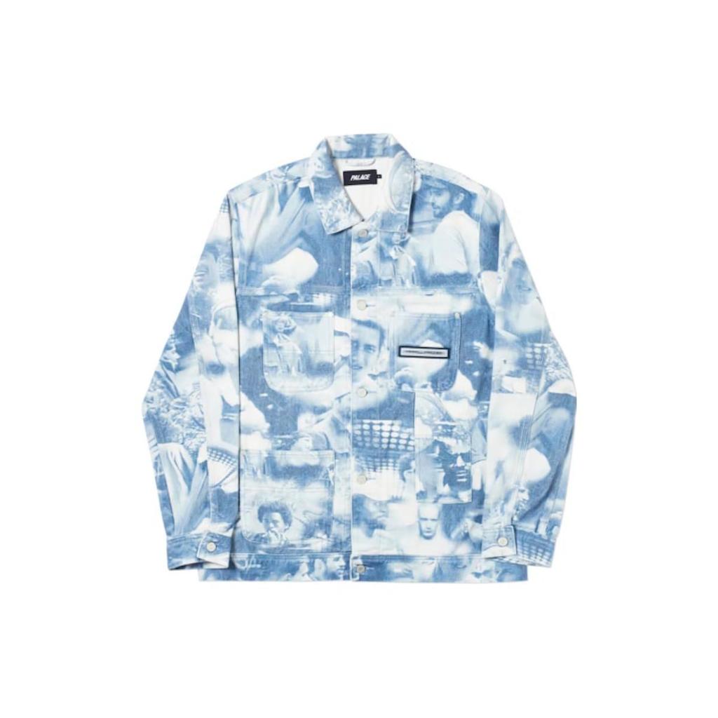 Palace Full Print Reversible Collar Jacket Unisex Outerwear Blue p16d004