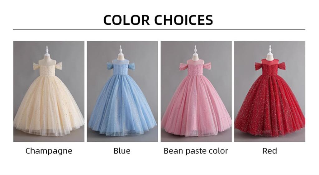 Dulraxib Recital Dress for Piano Junior Long Formal Kids Party Concert Dress Wedding Tulle Dress Girls, Children's Dress, Dress, Dress, - Children's