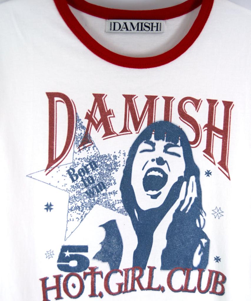 Damiswi Hot Girl Club Ringer T-Shirt_Red