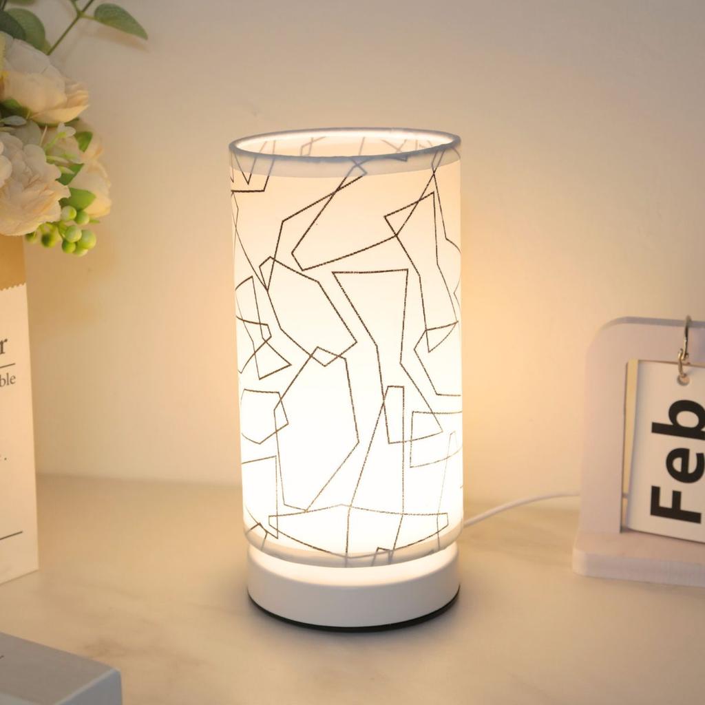 Modern Cylindrical Fabric USB Desk Lamp, Suitable for Bedroom, Bedside Table, Living Room Decoration Lights