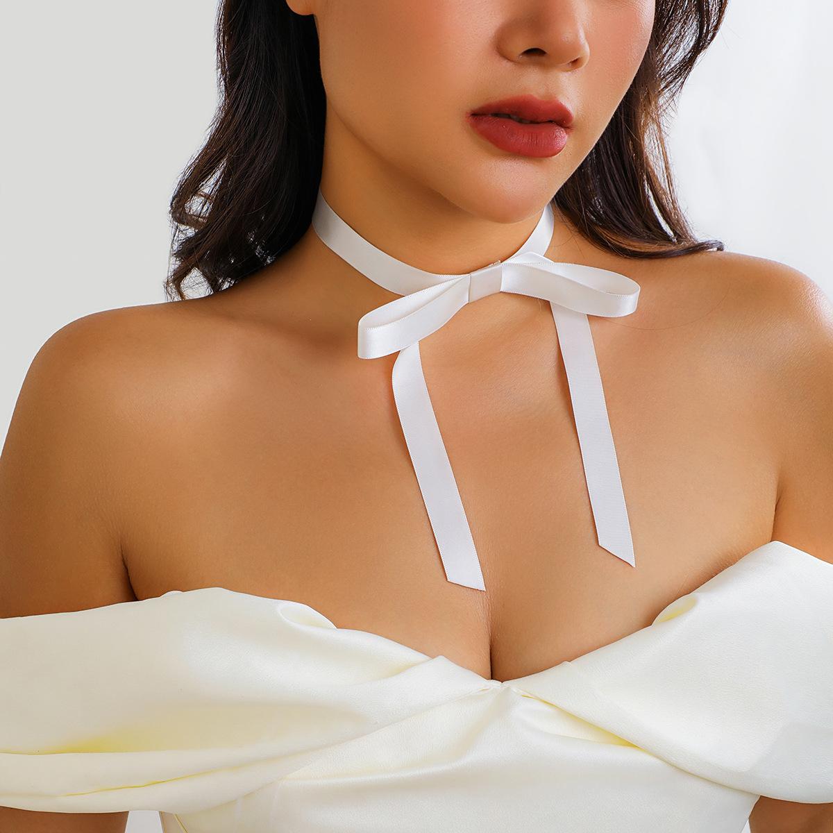 

Аксессуары, простой рождественский чокер-ошейник с бантом из репсовой ленты для женщин, свежее ручное ожерелье с кисточкой