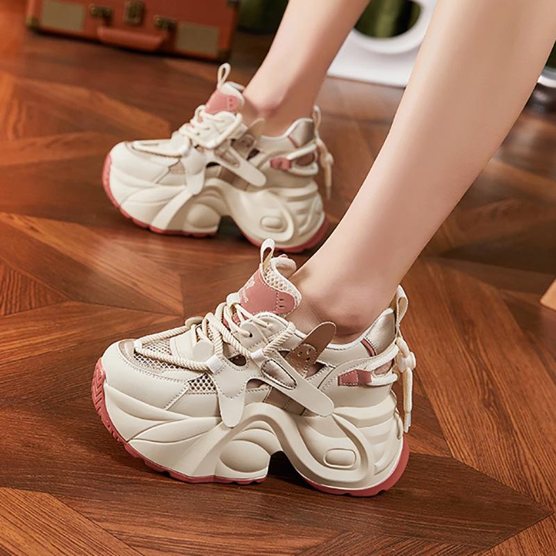 Daddy Shoes Women's 2025 Autumn New Mesh Hollow Sandals Casual Shoes Fashion Versatile Thick-soled Women's Shoes