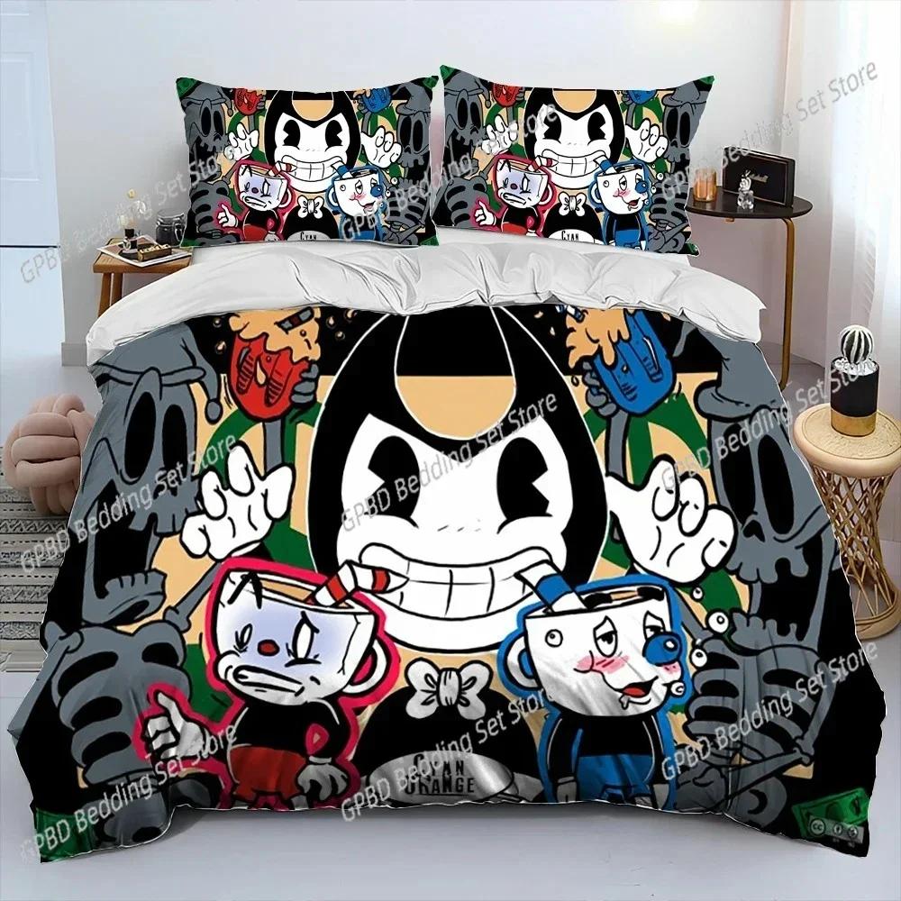 Cuphead E Mugman, Gioco 3D Nuovo Copripiumino Federa Set Biancheria da Letto Adulto Ragazzo Ragazza Decorazione Camera da Letto Bambini Singolo Matrimoniale Grande