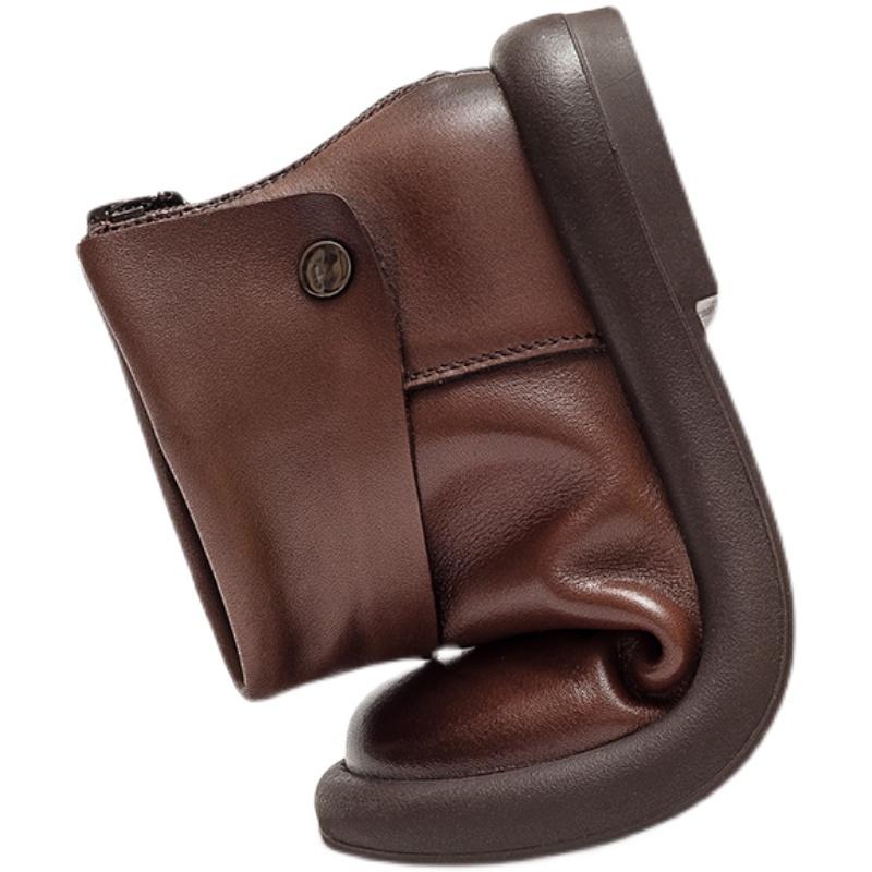 GKTINOO 2024 New Autumn/Winter Shoes Women Boots Genuine Leather Flat With Handmade Candy Color Round Toe Leisure Ladies Boots