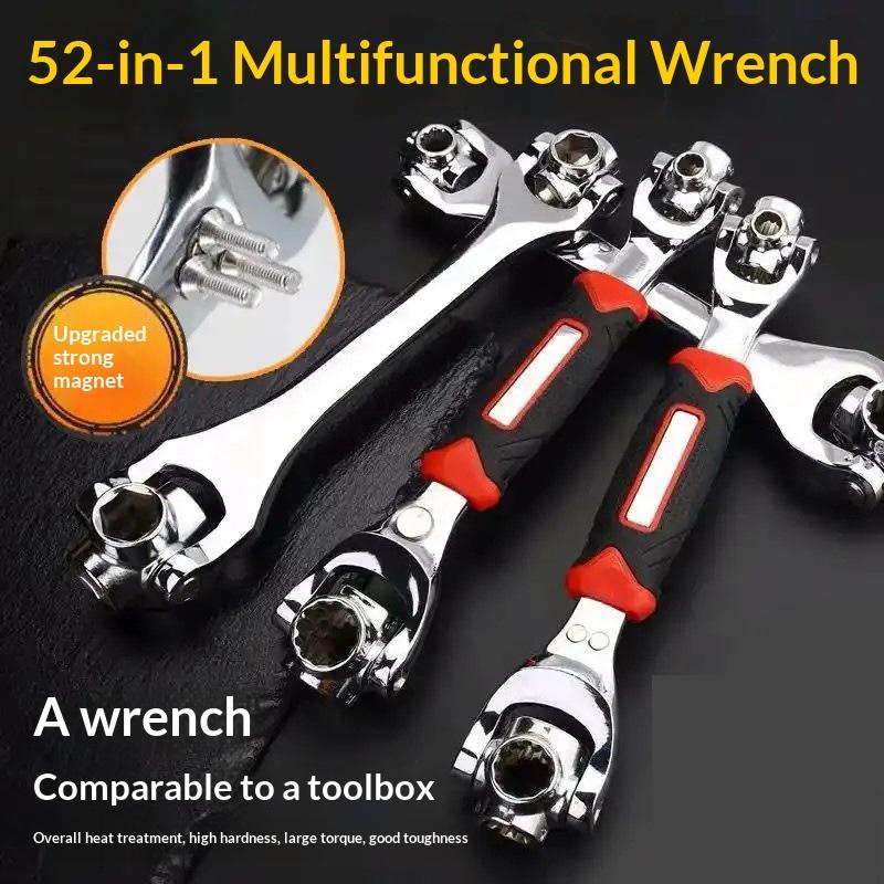 52/48 in 1 Hand-Spline-Schrauben-Steckschlüssel-Set Mehrzweckwerkzeug Universal-Ratschensteckschlüssel Multifunktionsschlüssel mit 360-Grad-Drehung