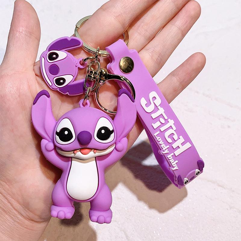 Anime Lilo & Stitch Keychians Cute Stitch Angel Pendant Keychain Cartoon Car Keyring Ornament Toy Gifts For Unisex