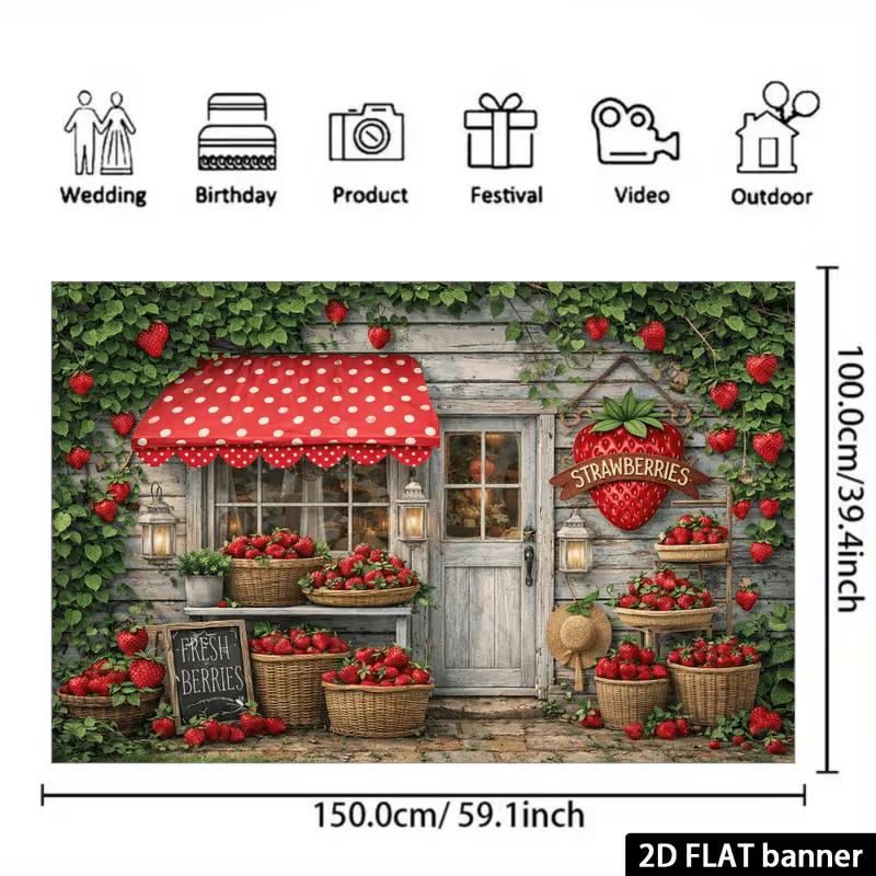 2D Fresh Berry Market Backdrop Baby Shower Photography Background