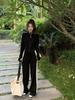 Women's Trendy Two-Piece Set: Velvet Cardigan Hoodie & Wide-Leg Pants for Autumn/Winter 2025 Fashion.