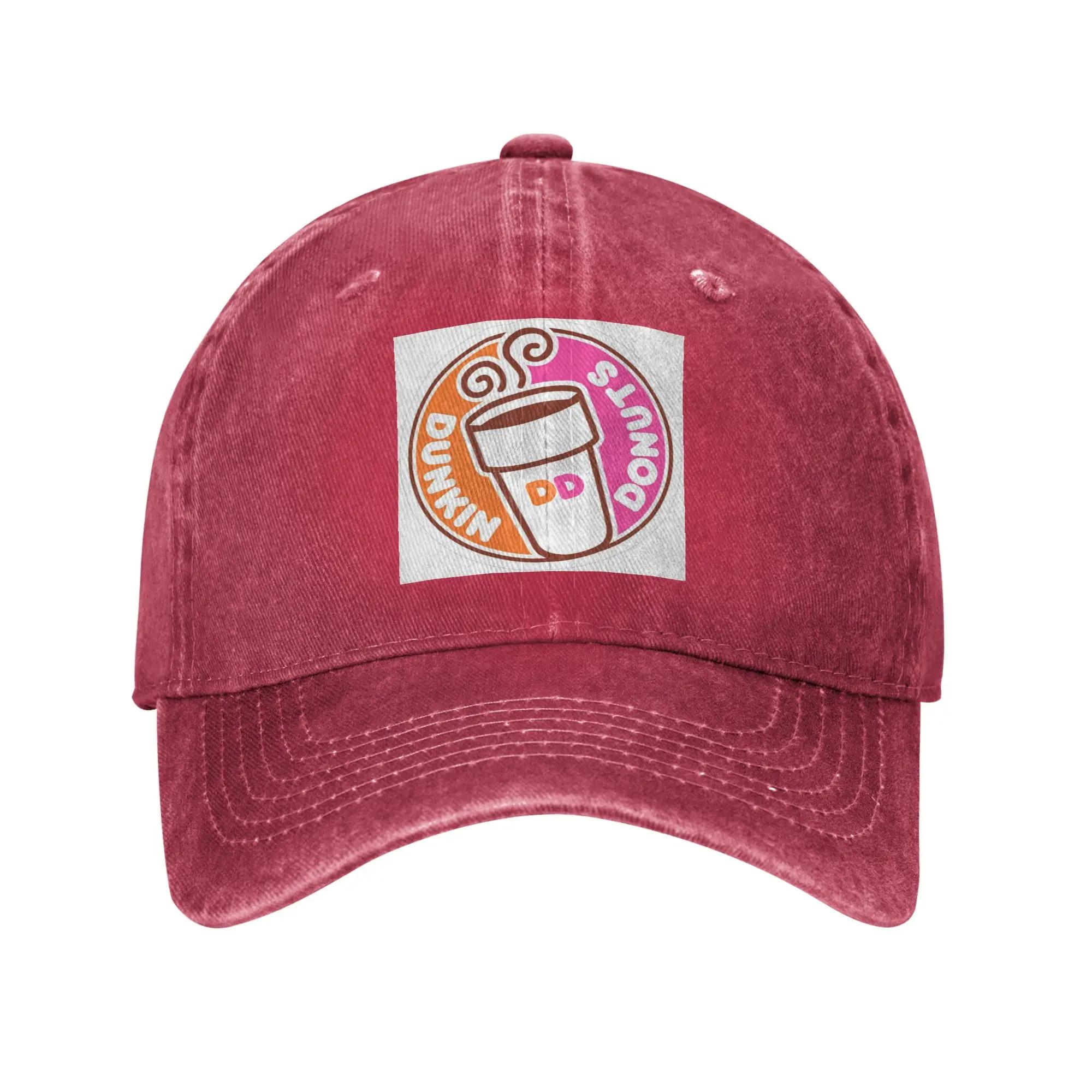 Dunkin Donuts Washed Denim Cap Casual Baseball Caps Adjustable Hat Summer Unisex Baseball Hats One Size